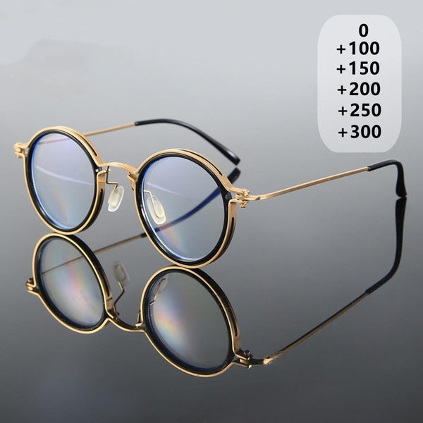 Men Reading Glasses Metal Round Full Frame Reading Glasses Women Magnifying Antireflective Coated Presbyopic Eyewear +0 To +4.0