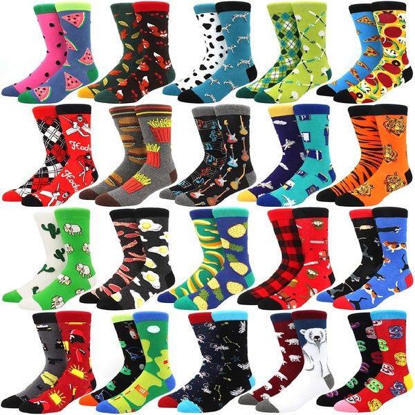 Creative Asymétrique Peigné Coton Chaussettes Animaux Sports Long Tube Drôle Heureux Hommes Chaussettes Nouveauté Planche À Roulettes Équipage Casual