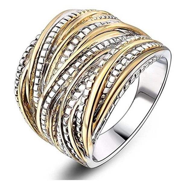 4 Style Exquisite Two Tone Intertwined Rings for Women Men Personality Casual Rings Jewelry