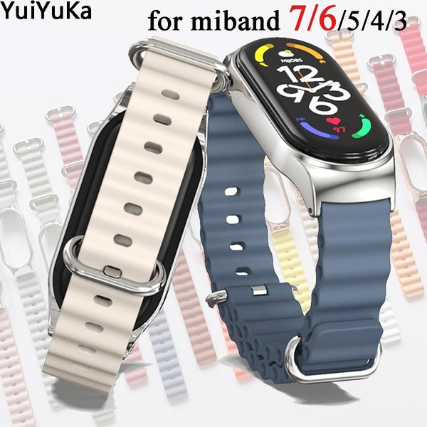 YuiYuKa Ocean Strap pour Mi Band 7 6 Bracelet Smartwatch Sport Bracelet en silicone pour Miband5 Remplacement pour Xiaomi Mi Band 3 4 5 6 7 Ceinture