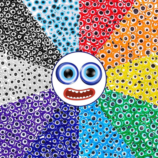 25pcs Evil Eye Beads Evil Eye Charms Flat Evil Eye Spacer Beads for DIY Jewelry Bracelet Earring Necklace Craft Making