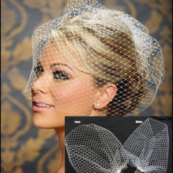 Nouveau Blanc Ivoire Noir Nuptiale Filet Birdcage Voiles Charmant Voile De Mariage Chapeaux Fascinateur Visage Voiles avec Peigne UK