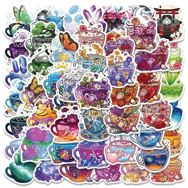 10-49 pcs Creative Ins Colorful bottles stickers Coffee Cup World Graffiti Stickers for DIY Luggage Laptop Skateboard Motorcycle Bicycle Stickers