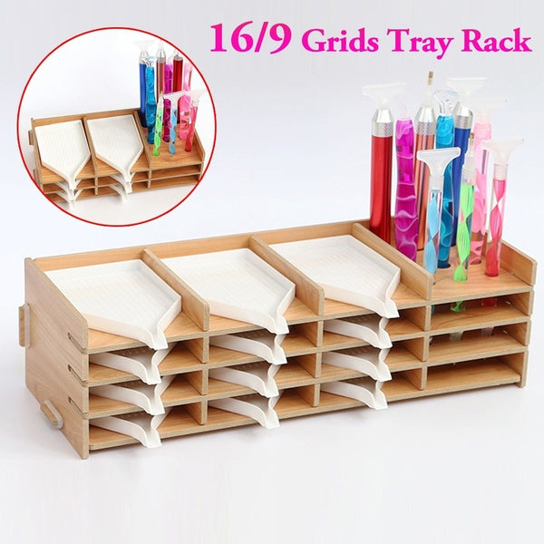 Diamond Painting Tool Tray Point Drill Pen Wood Organizer Holder Detachable Diamond embroidery Accessories Matron Inn