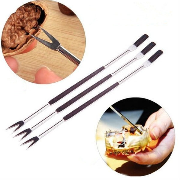10pcs-pack Stainless Steel Lobster Crab Needle Multifunctional Walnut Needle Fruit Fork Kitchen Gadgets Seafood Tools OK 0428