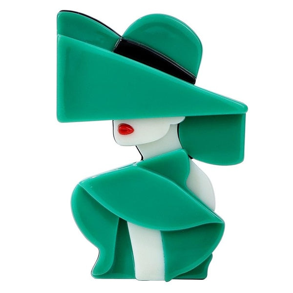 Acrylic Charming Lady Brooches For Women Wear Hat Modern Girl Brooch