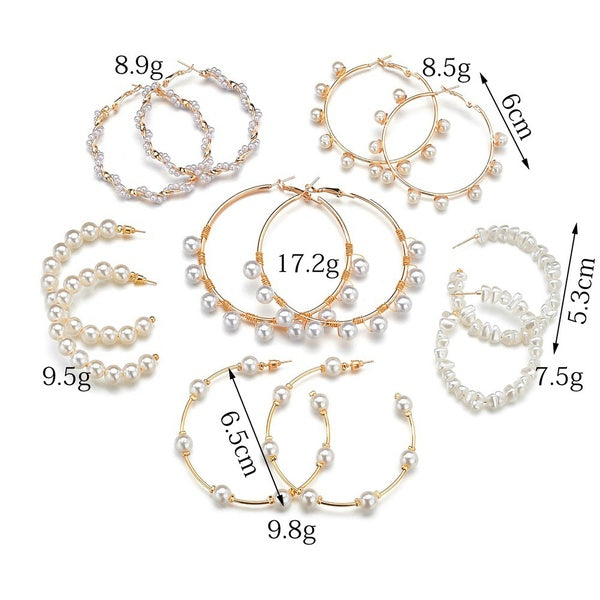 5 Style Imitation Pearl Large Hoops Earrings Luxury Pearl Round Loop Earring For Women Weding Creole Jewelry Pendientes Aros