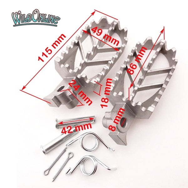WildOnline Stainless Steel FootPegs Foot Rest For Yamaha TW200 PW50 PW80 Honda CRF50 CRF70 CRF80 CRF100 CRF150 Pit Dirt Motor Bike