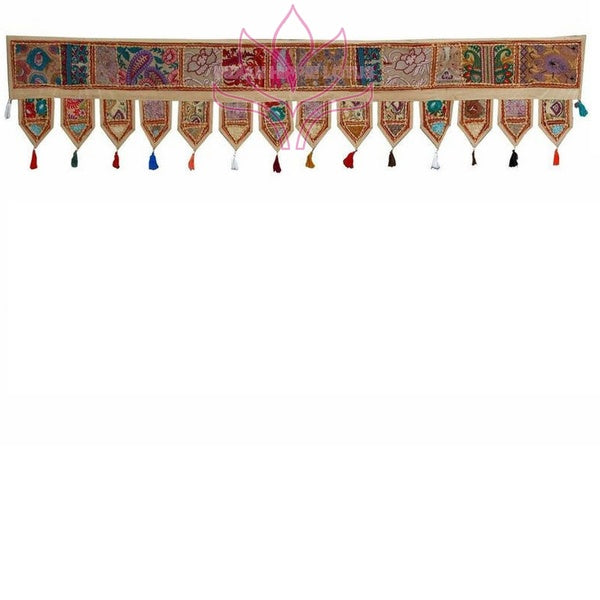 Patchwork Indian Door Toran Handmade Banjara Window Valance Embroidered Gypsy Large Door Hanging Boho Curtain Topper JC03A