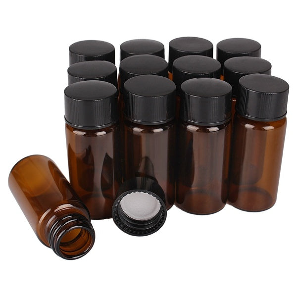 10 pieces 10ml 22*50mmBrown Glass sample bottles with black plastic screw cap, essential oil bottle for lab use