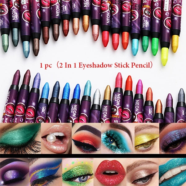 Eye Shadow Pen Silky Lip Pencil Waterproof 2 In 1 Eye Shadow Stick Waterproof Long Lasting Pearlescent Matte EyeShadow Pencil