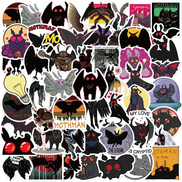 10-50Pcs Dark Mothman Stickers Gothic Graffiti Stickers for DIY Luggage Laptop Skateboard Motorcycle Bicycle Stickers