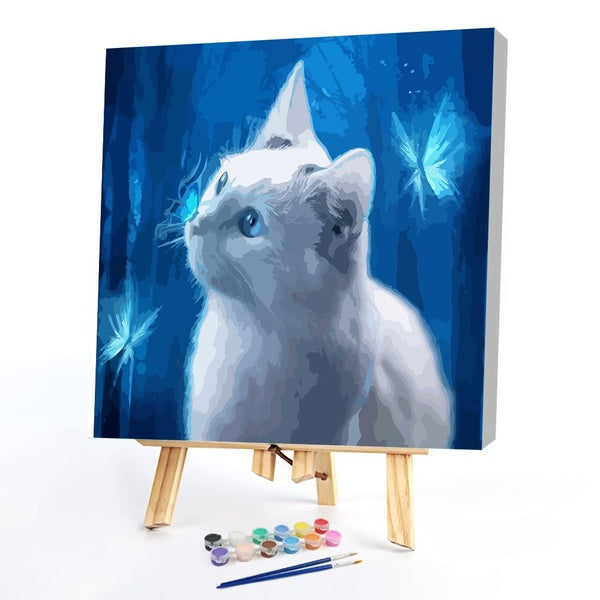 FIYO Cat Diy Paint by Numbers Kits for Adults and Kids Beginner on Canvas Fashion Oil Painting Wall Art for Gift( No Frame )