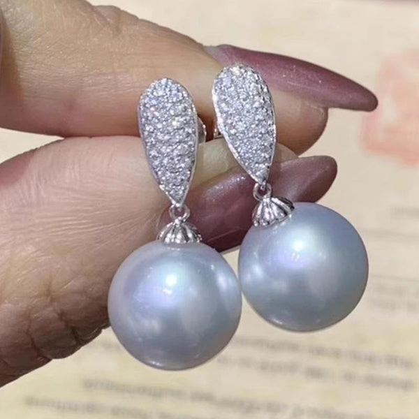 Boucles d'oreilles pendantes délicates et élégantes en zircon incrusté de perles d'imitation pour femmes, boucles d'oreilles de fiançailles de mariée