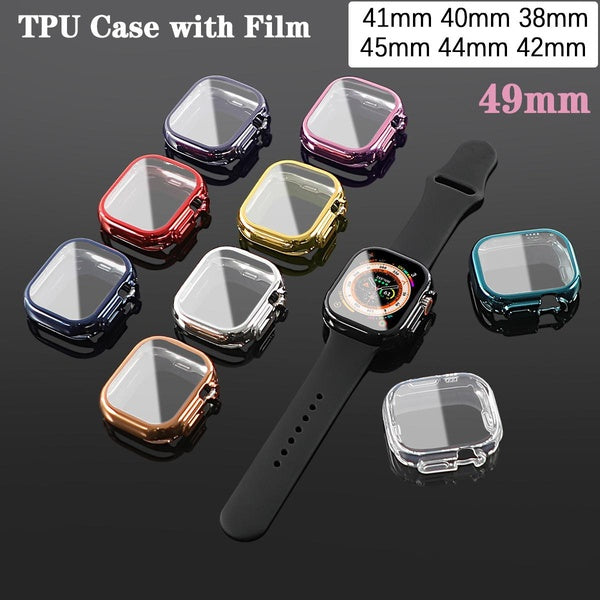Soft TPU Screen Protector Case for Apple Watch Ultra 49mm 41mm 45mm 44 mm 40 mm 42mm 38mm Full coverage bumper 360 All-around protective Accessories