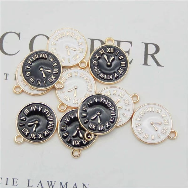 20pcs-lot Fashion Drip Oil Clock Horologe Enamel Pendant Charms Alloy Pendant Fit for Bracelet Earring DIY Fashion Jewelry Accessories