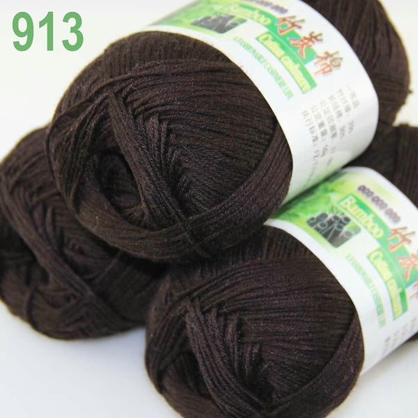 Sale 3ballsX50g Super Soft Super Soft Natural Bamboo Cotton Knitting Yarn 913 Brown Professional sales of yarn, please pay attention to the store ca