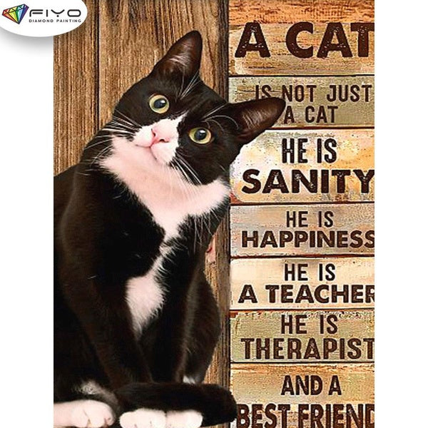 FIYO Cat Diamond Painting Kits For Adults DIY 5D Diamond Mosaic Diamond Painting Home and Kitchen Fashion Canvas Pictures Wall Decoration Gifts Arts