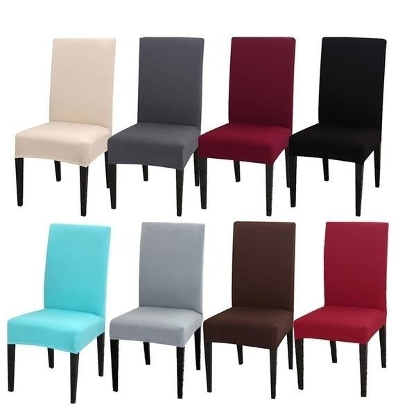 New Upgrade 1-2-4-6Pcs Solid Color Chair Cover Spandex Slipcovers for Dining Room Stretch Elastic Chair Covers Banquet Hotel Kitchen Wedding 18 Color