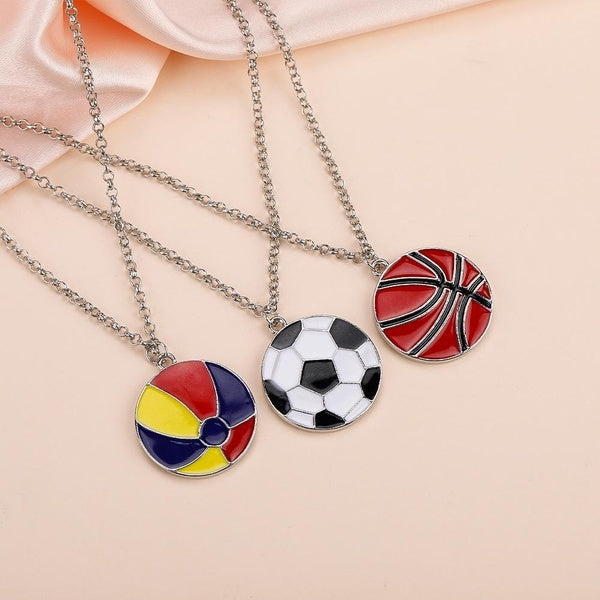 Sports Style Necklace Football Volleyball Baseball Necklace Cartoon Fashion Alloy Dripping Oil Friendship Pendant