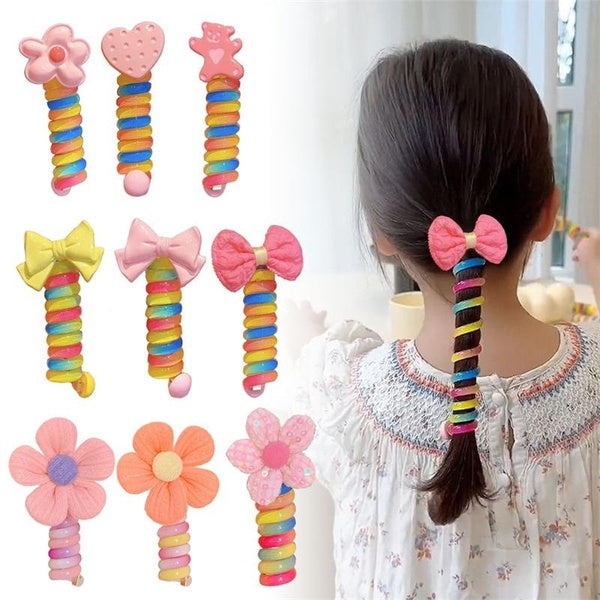 Girls Kids Telephone Wire Line Ponytail Holder Rubber Band Elastic Hair Band DIY Spiral Hair Ties Accessories Matron Inn