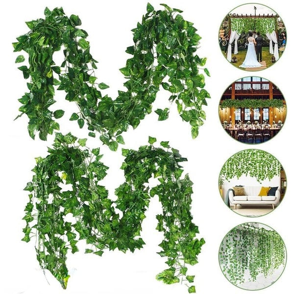 Artificial Ivy Fake Vines,Ivy Garland Greenery Garland Fake Hanging Plants Vines Aesthetic Green Leaves For Bedroom Wedding Party Garden Wall Room De