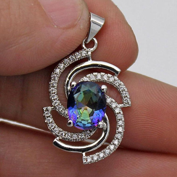 1 Pièce 8*10 MM Bleu Arc-En-Ciel Ovale Topaze Moulin À Vent Gemmes Cocktail Femmes Charme Bijoux Gemme Fête D'anniversaire Vacances Cadeau De Mariage