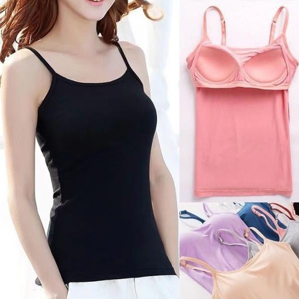 New Women's Padded Bra Tank Top Solid Top Vest Female Camisole with Built in Bra Fitness Clothing