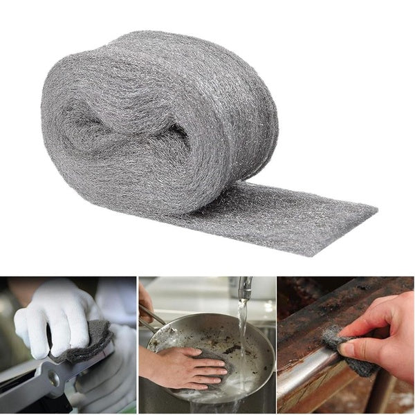 Grade 0000 Steel Wire Wool Wrap for Polishing Grinding Cleaning Removing Rust Remover Non Crumble Refinishing Furniture Pot Brush Magic Cleaner 1-2pc
