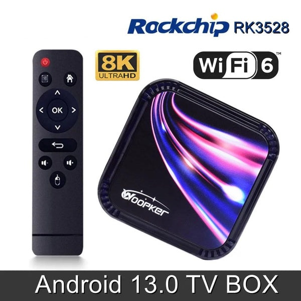 Woopker Android 13 TV Box K52 Rockchip RK3528 4GB 64GB 32GB Support 8K Smart TVBox Wifi6 BT5.0 2G 16G édition mondiale décodeur