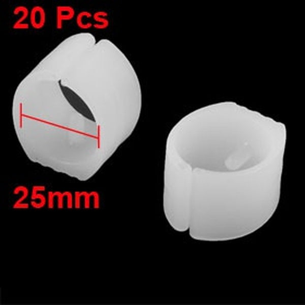 Chair Pipe Foot Plastic Clamp Pads U-shape Caps White 25mm Dia 20pcs