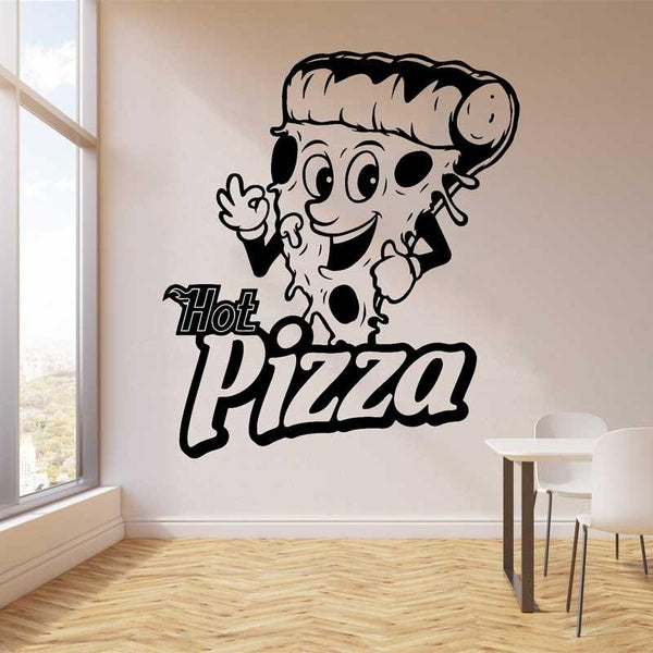 Hot Pizza Fast Food Wall Art Decals Italian Restaurant Pizza Shop Doors And Windows Posters Wall Decor Stickers Removable