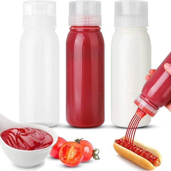 Condiment Porous Squeeze Bottles, Salad Dressing Container, Squeeze Bottles for Sauces, Syrup Dispenser Great for Ketchup, Salad, BBQ Sauce, Oil.