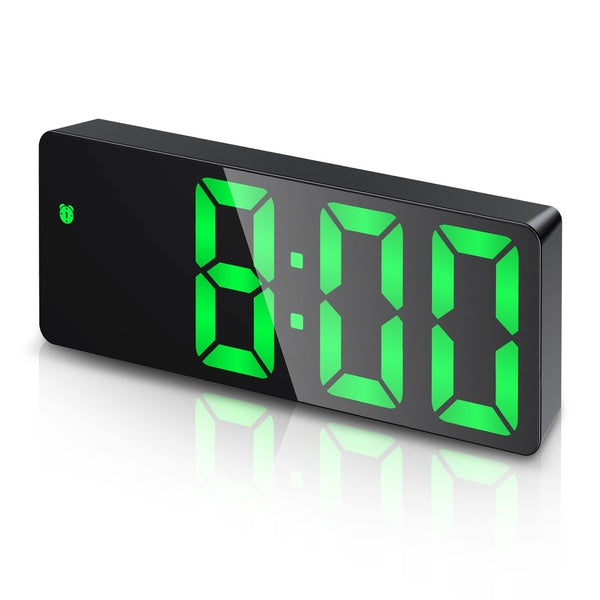 Horloge numérique Réveil LED Commande vocale Horloge de table USB Format 12-24H Fonction Snooze 3 Luminosité réglable 3 Modes d'alarme pour la maison