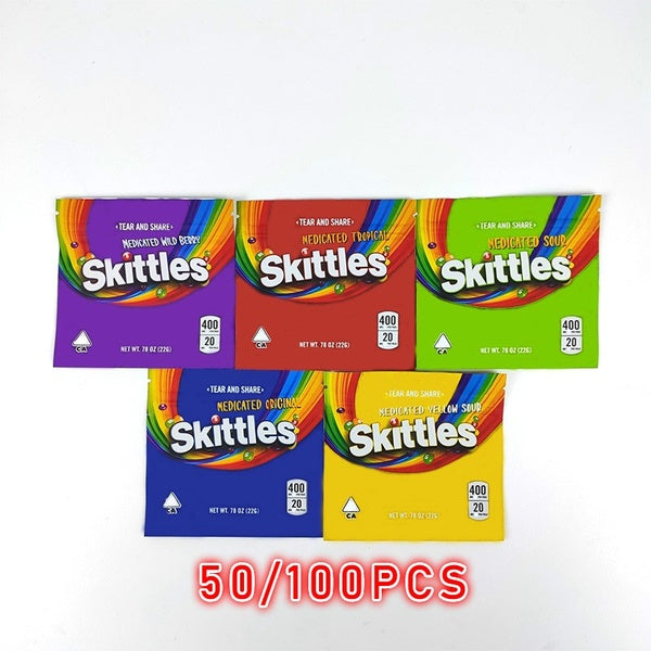 20-50-100Pcs Empty Gummies Candy Bags Resealable Mylar Packaging Bags