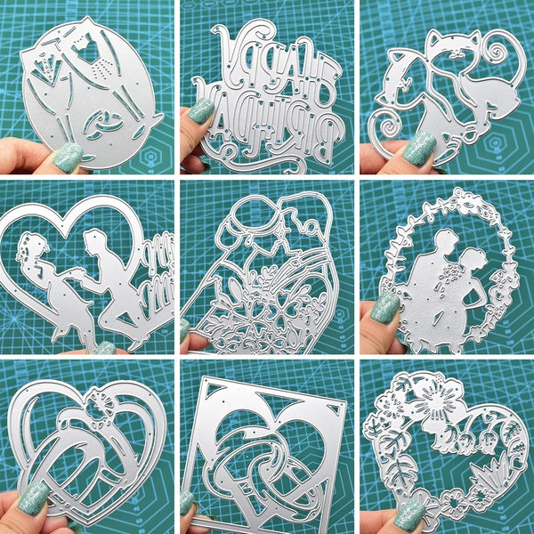 DIY Wedding Card Cutting Dies Love Heart Square Frame Metal Stencil Dies For Scrapbooking Card Making Paper Crafts