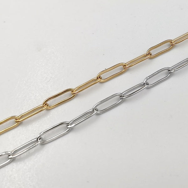 Choose Color 1pcs Stainless Steel Paper Clip Chain Necklace Link 4..3*7mm Size with 24inch Lenght for Mens Fashion Jewelry