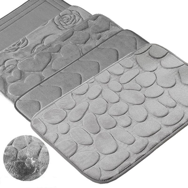 Bath Mats for Bathroom Non Slip (rose-heart-cobblestone-wave-rectangle) 5 Styles Optional Non-slip Memory Foam Bathroom Rugs(15.7"x23.6")(19.7"x31.5"