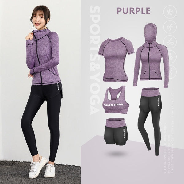New Fashion 5 Pieces Women Professional Yoga Set Gym Quick-Drying Fitness Clothes Tennis Jogging Workout Suit #NTFA8P4