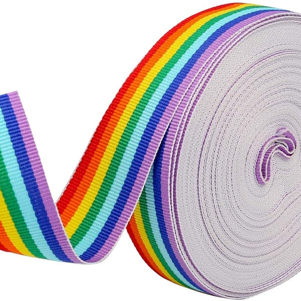 25mm 3 Meters Rainbow Ribbon Grosgrain Stripe Double Face Polyester Ribbon for Crafts DIY Sewing Accessories Hairbow Gift Boxes Wrapping Wedding Part