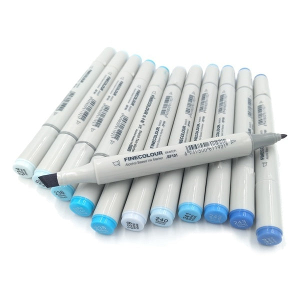 Marqueurs Finecolour Sea and Sky Color Double-Ended Art Marker Artist Sketch Drawing Marker Pen Blue Colored Pen