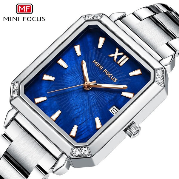 MINI FOCUS - montre-bracelet rectangulaire pour femmes, boîtier carré, marque de luxe, bracelet en acier inoxydable, horloge à Quartz