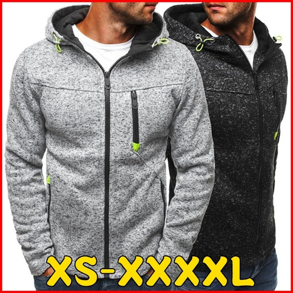 Men's Autumn Fashion Hooded Jacket Winter Fleece Sweatshirts Knit Zipper Long Sleeved Pullover Hoodie Plus Size S-4XL