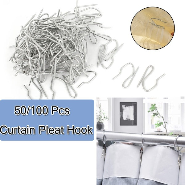 50-100Pcs Metal Drapery Curtain Tape Silver Clips Hooks DIY Curtain Accessory Hooks for Curtain