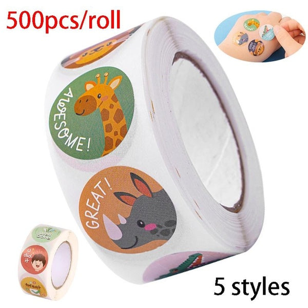 500PCS Cartoon Animal Children Sticker Label Thank You Stickers Cute Toy Game Tag DIY Gift Sealing Label Decoration Supplies Student Rewards