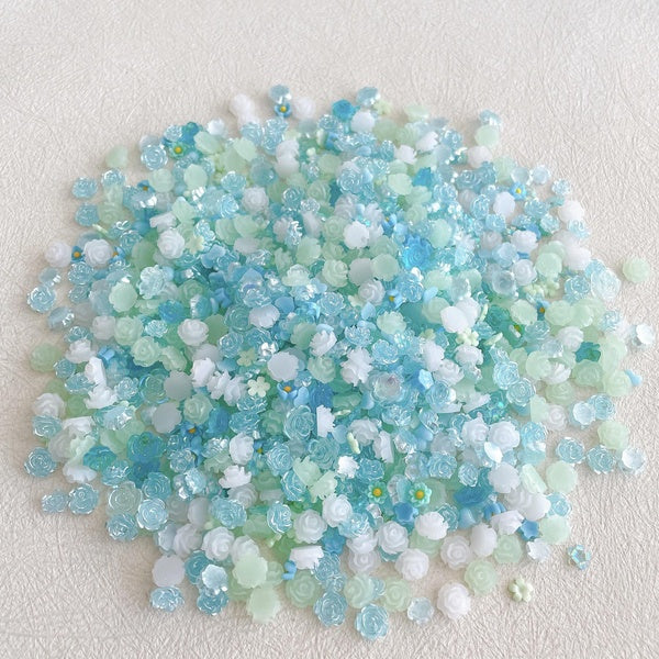 30pcs Mini Acrylic Resin Pearly Mixed Camellia Rose Daisy Flat Back Cabochon Manicure Decal DIY Cell Phone Beauty Nail Art Decoration