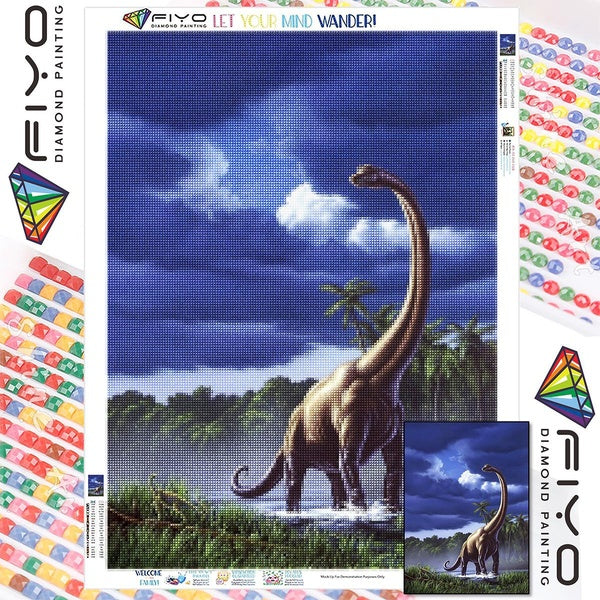 FIYO DIY 5D Dinosaur Diamond Painting Full Drill with Number Kits Home and Kitchen Fashion Mosaic Diamond Painting Canvas Wall Decoration Gift Crafts