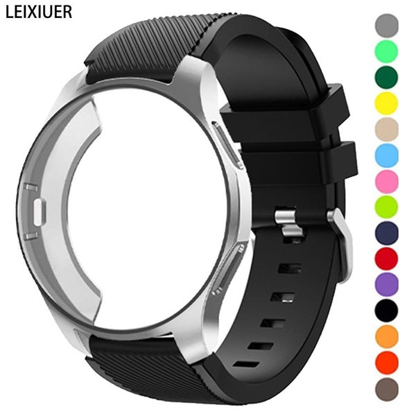 LEIXIUER TPU Case +Silicone Sport Strap for Samsung Galaxy Watch 46mm 42mm Gear S3 -sport- S2 Frontier Classic Sport Screen Protector Cover Watchband