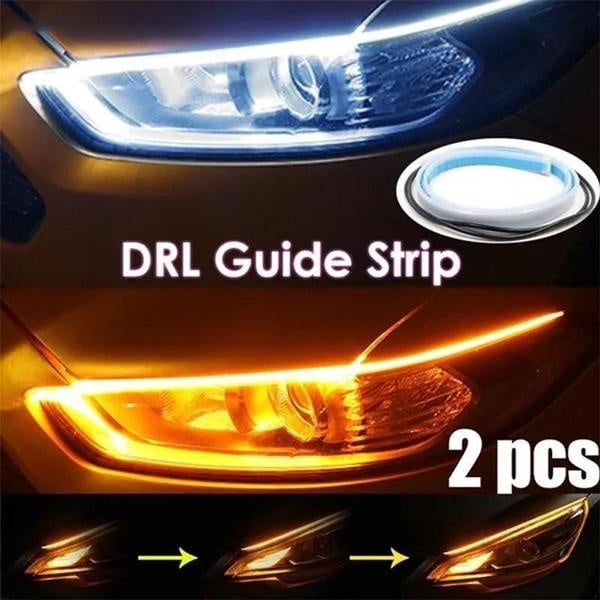 2PCS voitures ultrafines DRL LED feux de jour Flexible guide de tube souple bande de LED de voiture auto étanche coulant clignotant guide bande phare