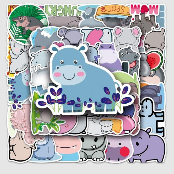 10-50pcs Cartoon hippopotamus stickers Hippo graffiti Stickers for DIY Luggage Laptop Skateboard Motorcycle Bicycle Sticker